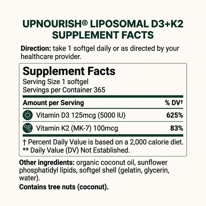 Liposomal Vitamin D3 5000IU K2 MK7 100 mcg