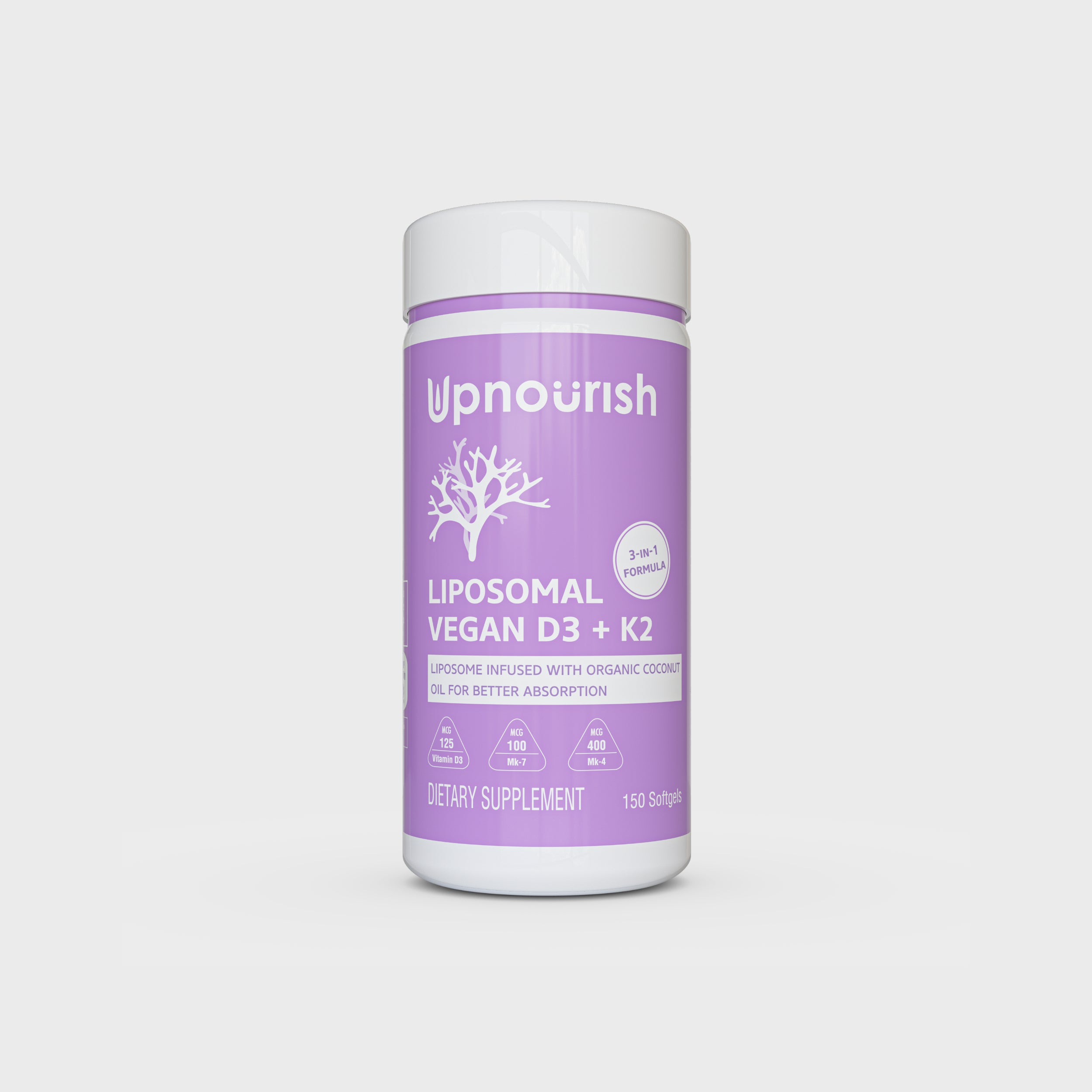 OVERDOSE FAT S PRO パープル UpNourish Certified Vegan Vitamin D3 5000 IU K2 MK4 MK7 500 mcg